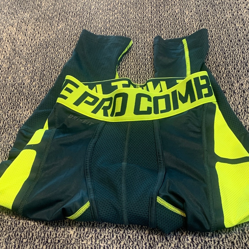 Nike Pro Combat Black and Neon Green Shorts
